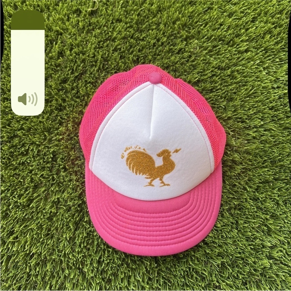 Hot Pink Tucker's Provisions Toddler Hat - Glitter Gold Rooster￼ - Picture 2 of 6